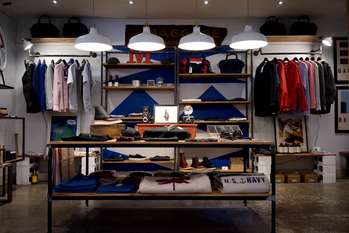 Retail store interior showing product displays and traffic flow areas